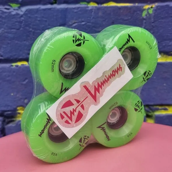 Luminous Light Up Quad Wheels Green Glow 85A - 4 pack