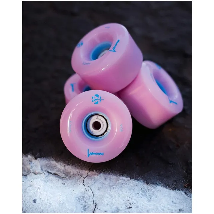 Luminous Light Up Quad Wheels Light Pink Blue 85A - 4 pack