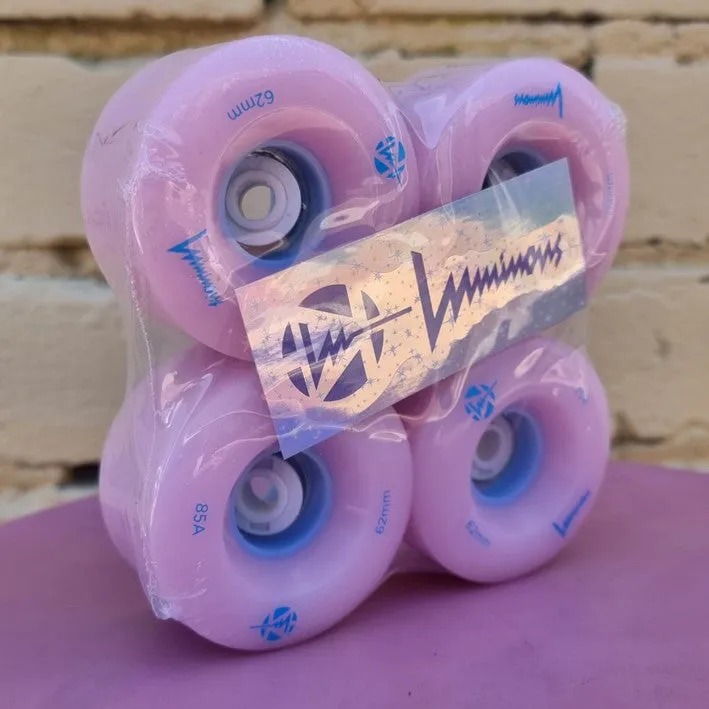 Luminous Light Up Quad Wheels Light Pink Blue 85A - 4 pack