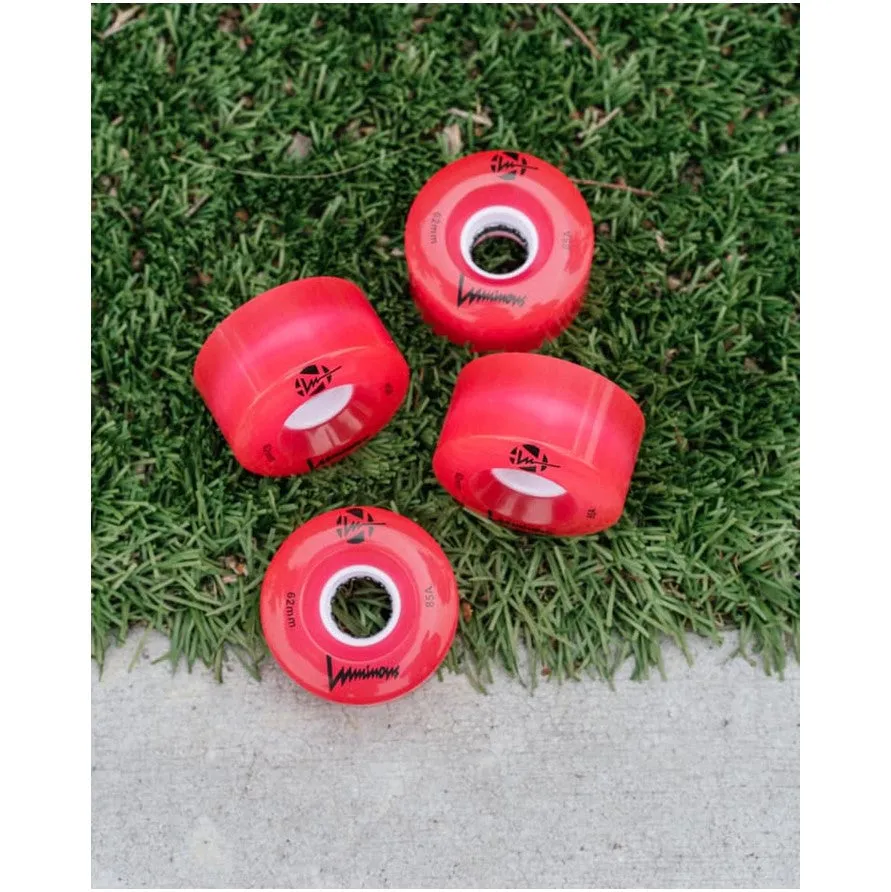 Luminous Light Up Quad Wheels Red 85A - 4 pack