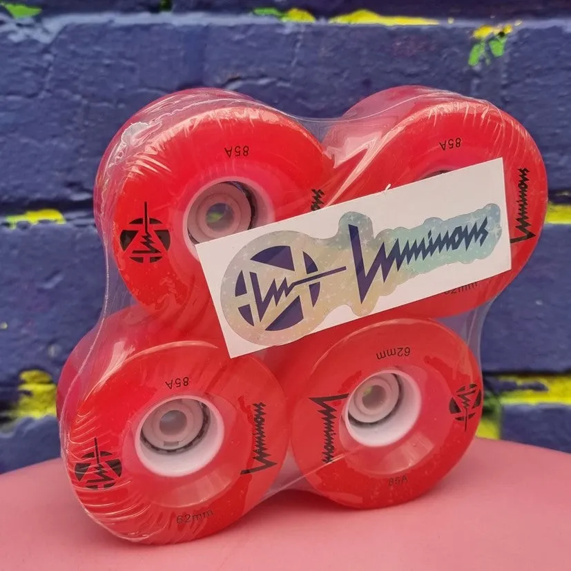 Luminous Light Up Quad Wheels Red 85A - 4 pack