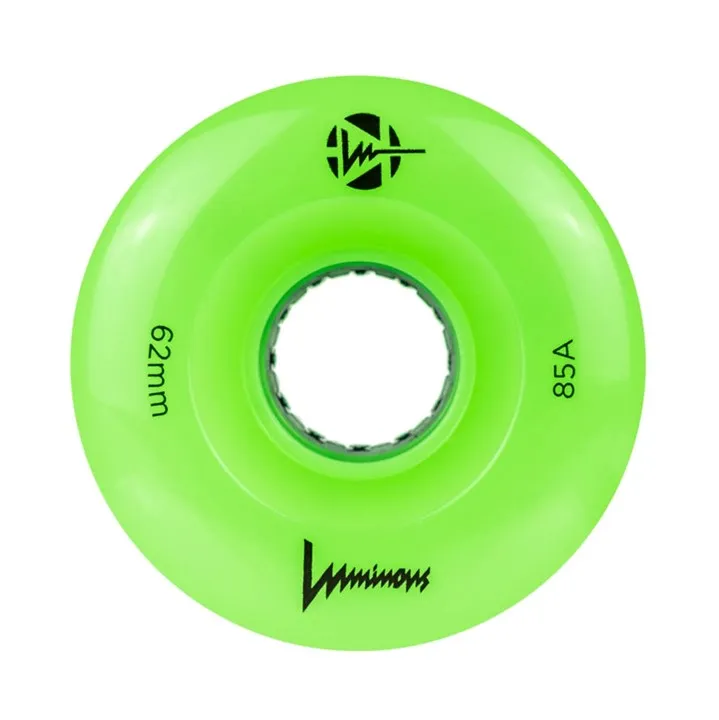 Luminous Light Up Quad Wheels Sixies Green Apple Glow 85A - 4 pack