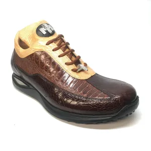 Mauri 8727 Brown Caramel Three-tone Ostrich Leg Sneakers