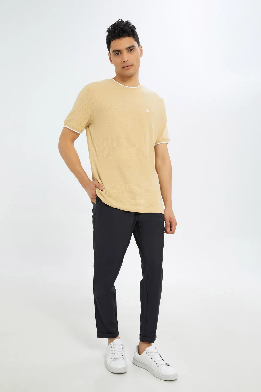 Men Navy Pull-On Trousers