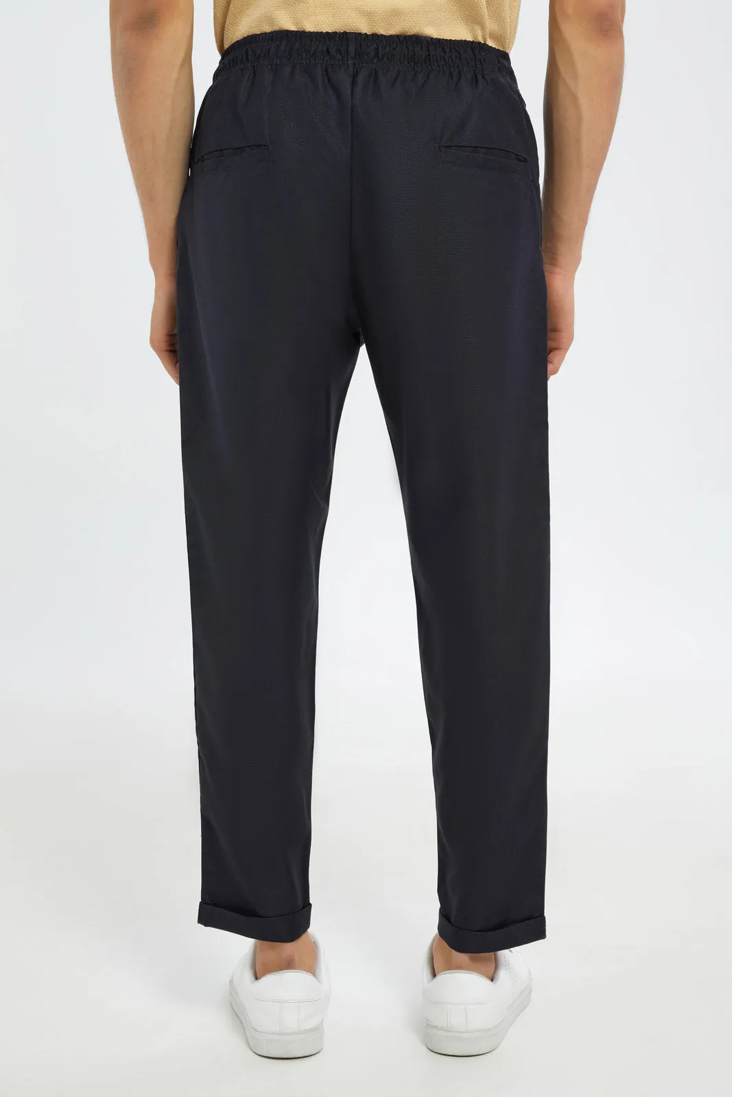 Men Navy Pull-On Trousers