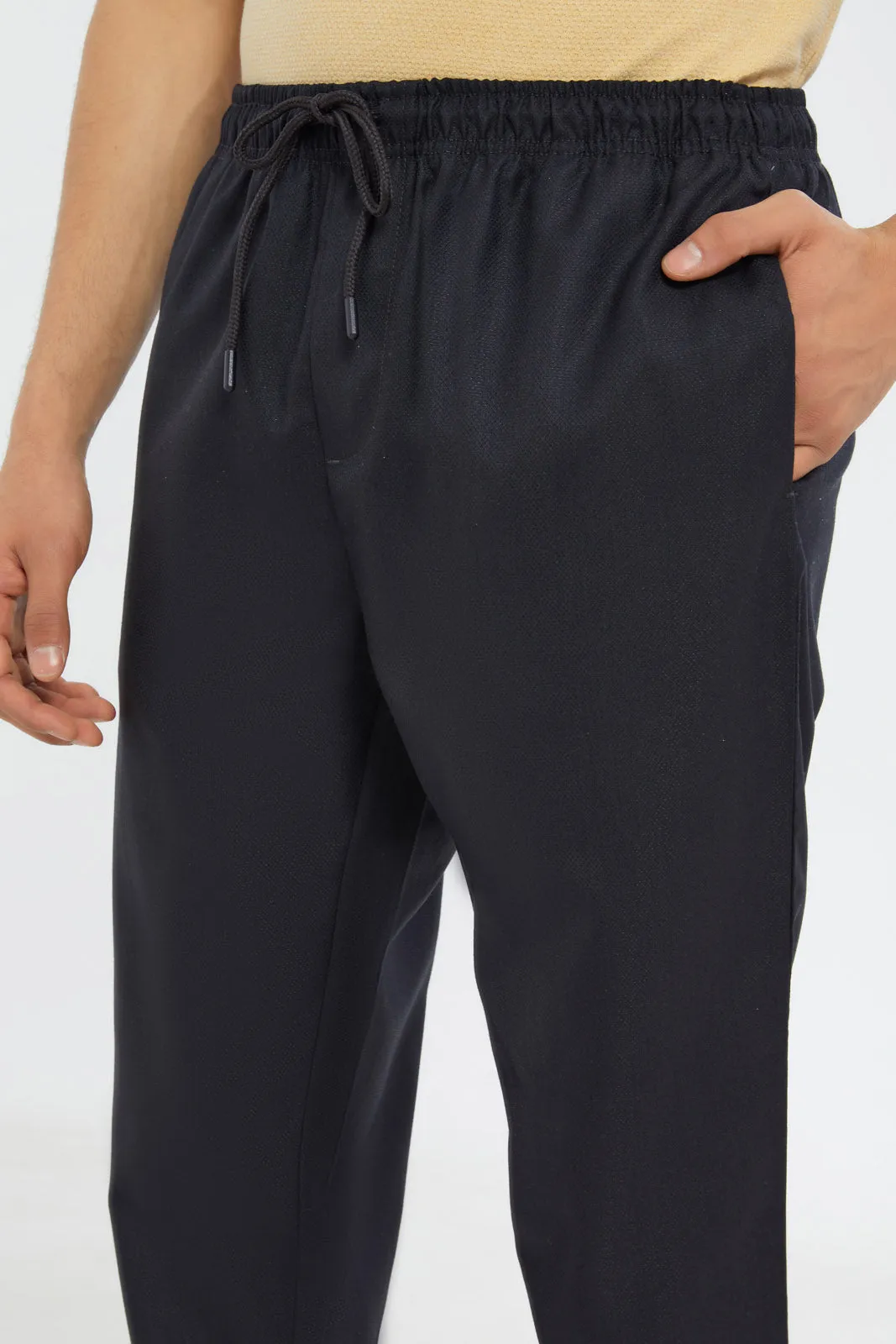 Men Navy Pull-On Trousers