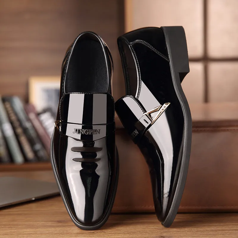 Men's Business Pointed Toe Breathable Patent Leather Shoes