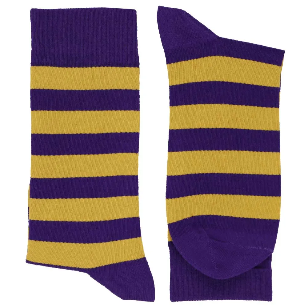 Men's Dark Purple and Gold Striped Socks