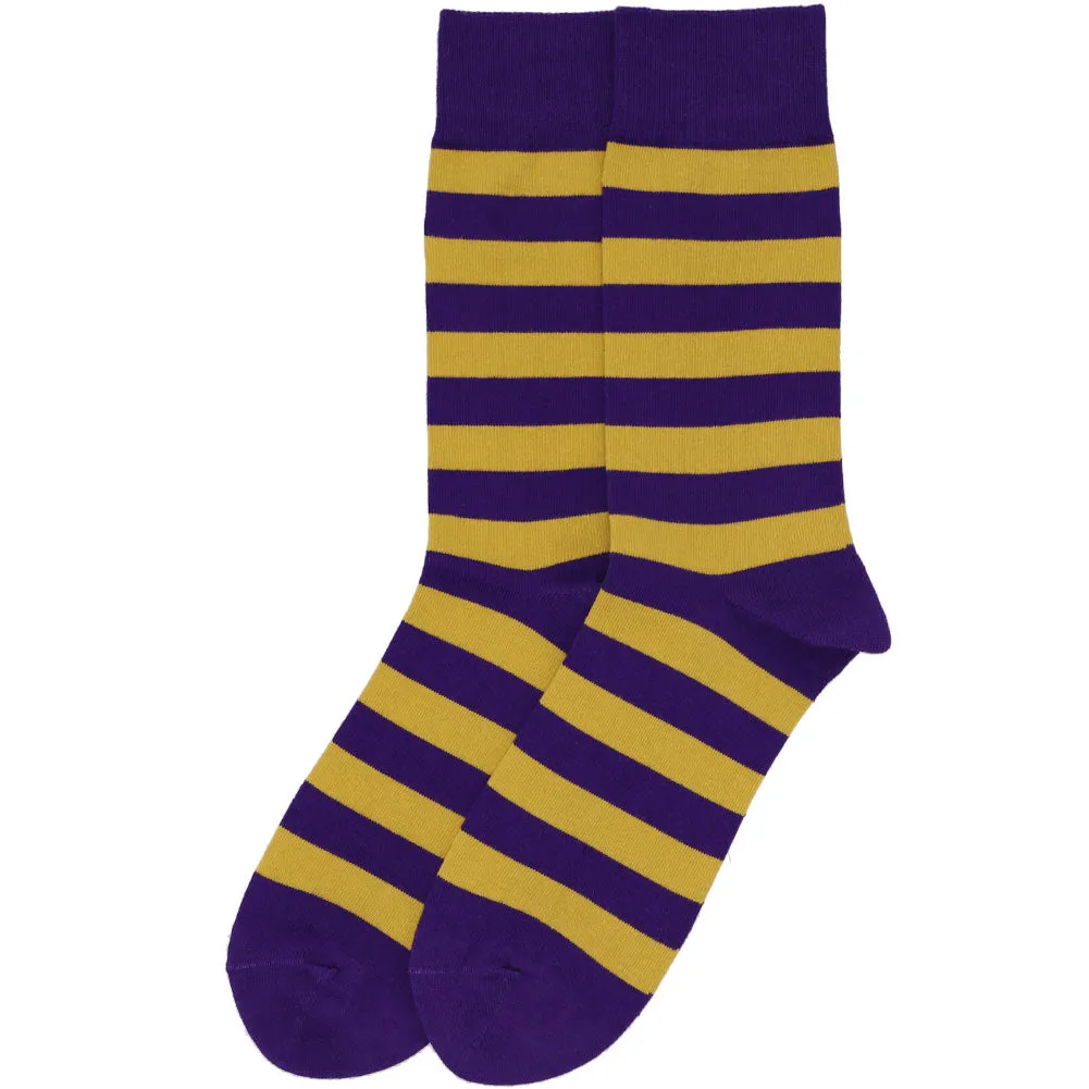 Men's Dark Purple and Gold Striped Socks