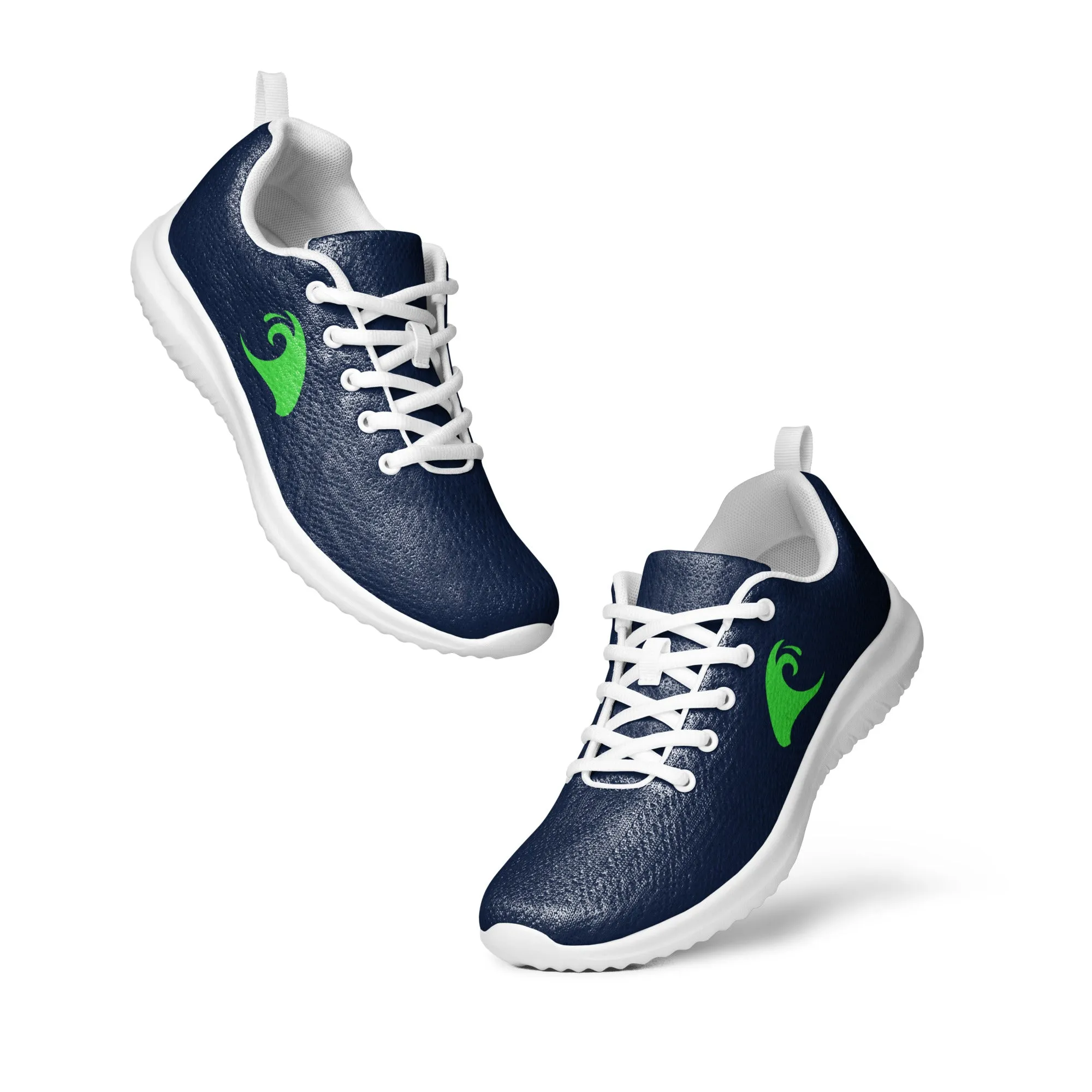 Men’s Navy Blue Athleisure Shoes with Extremely Stoked Lime Green Epic Wave Logo