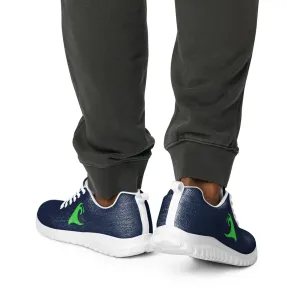 Men’s Navy Blue Athleisure Shoes with Extremely Stoked Lime Green Epic Wave Logo