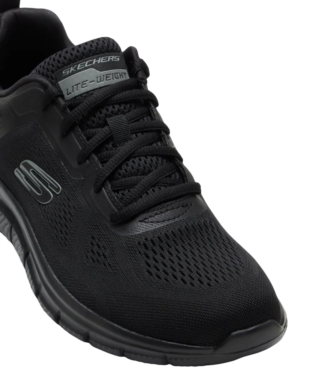 Mens Skechers Track Broader Black Lace Up Athletic Shoes