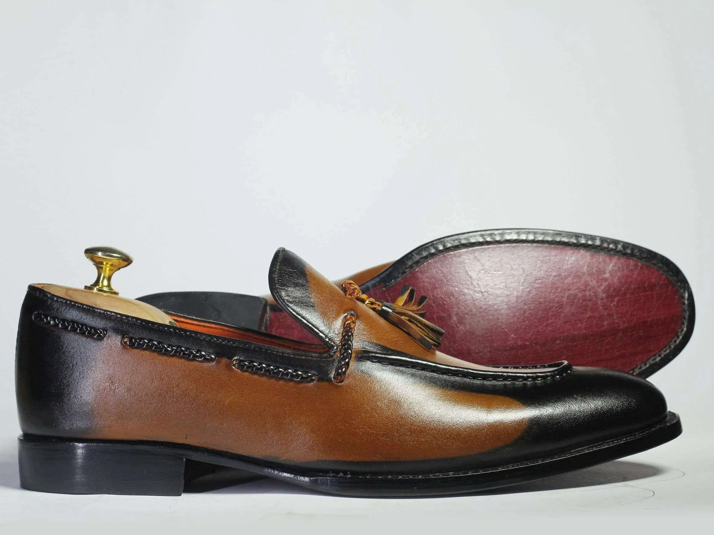 Men's Tone Brown Tussles Leather Loafers