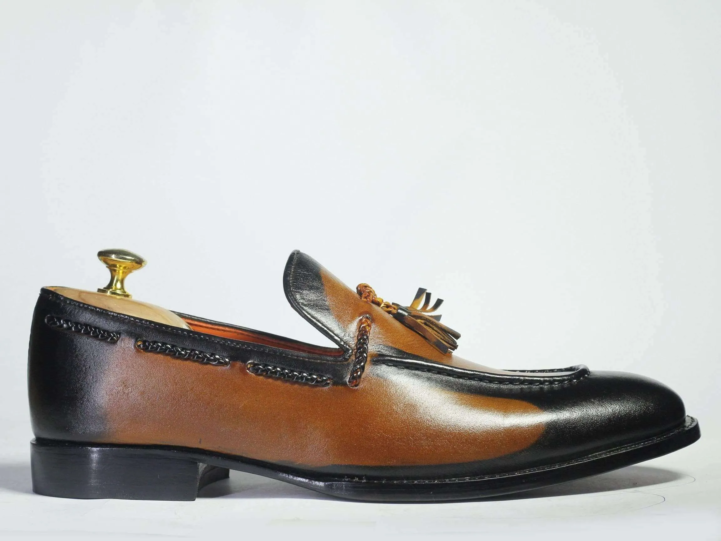 Men's Tone Brown Tussles Leather Loafers