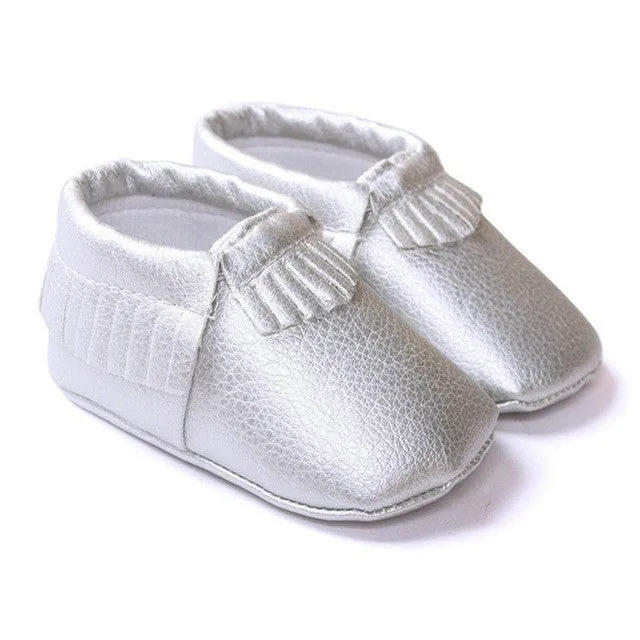 Newborn Baby Boys Girls Crib Moccasin Shoes Kids Tassel PU Leather Shoes Cute Toddler Soft Sole First Walkers