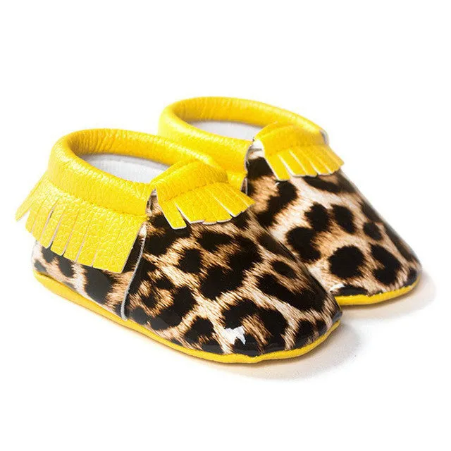 Newborn Baby Boys Girls Crib Moccasin Shoes Kids Tassel PU Leather Shoes Cute Toddler Soft Sole First Walkers