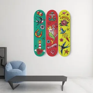 Old-School Tattoo Skateboard Wall Art