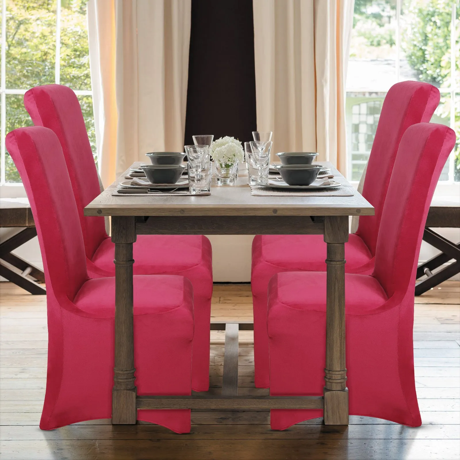 Osunnus Velvet Stretch Dining Chair Covers Set of 4