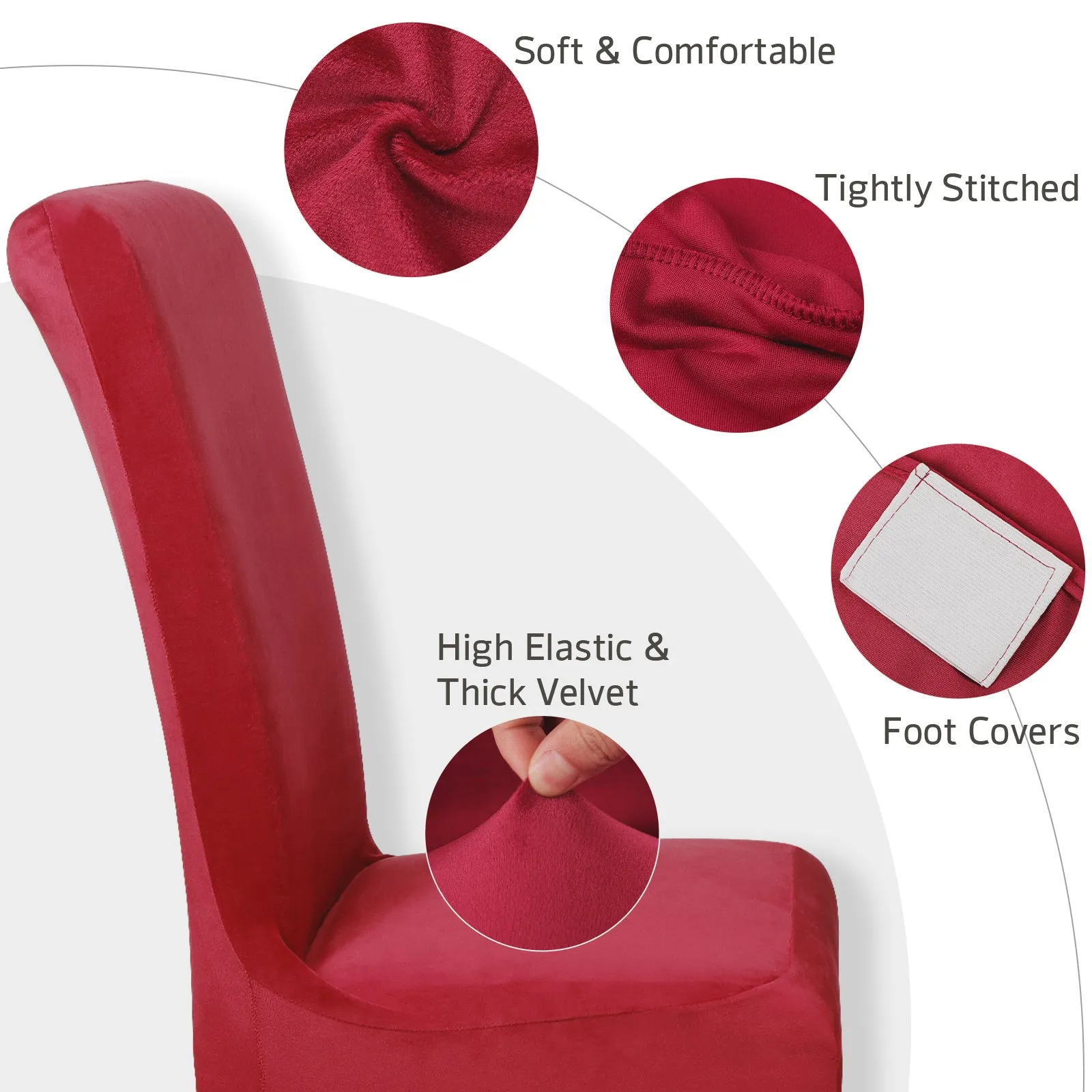 Osunnus Velvet Stretch Dining Chair Covers Set of 4