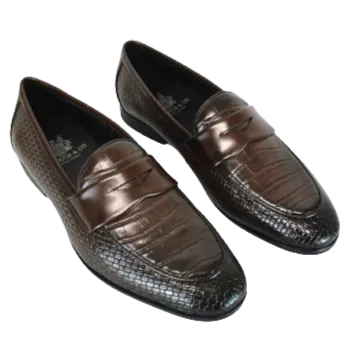 P CROUCH & CO Ox Blood Brown Croc