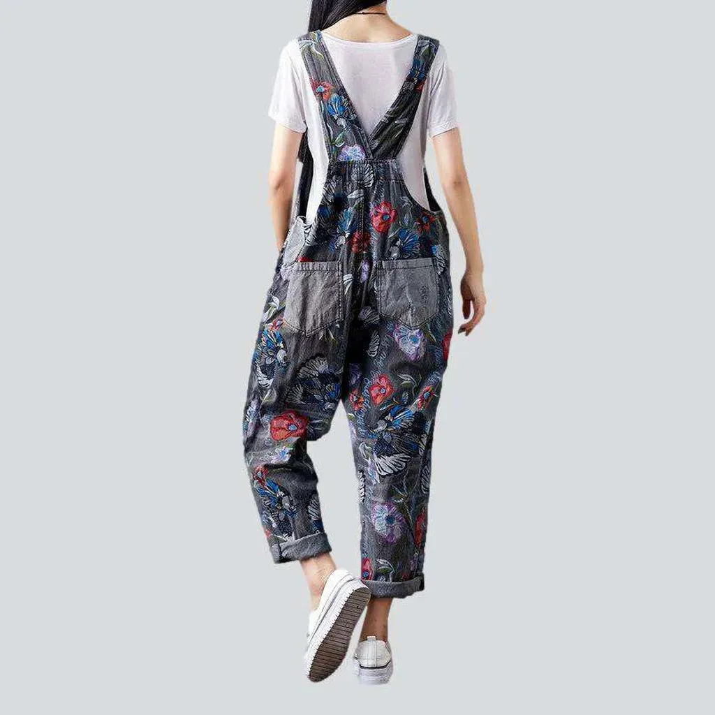 Painted jean overall for women