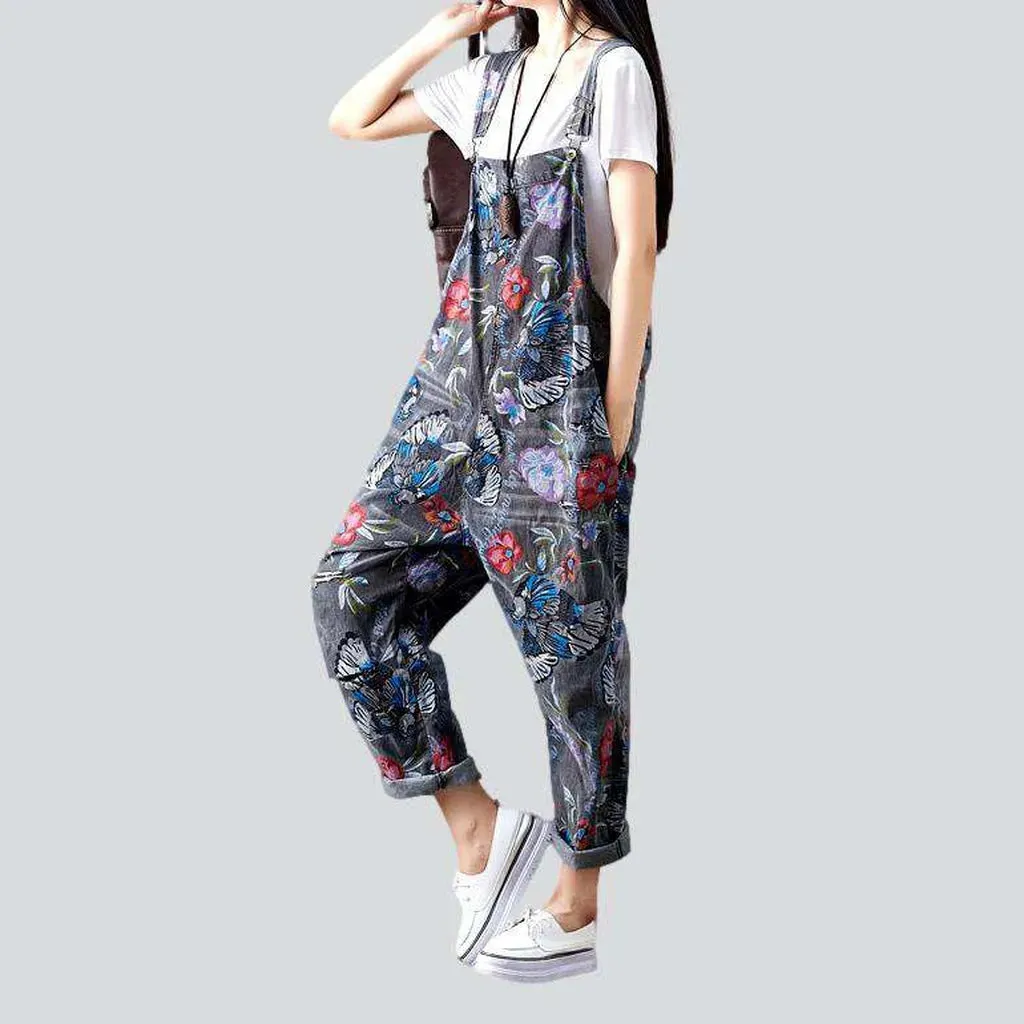 Painted jean overall for women