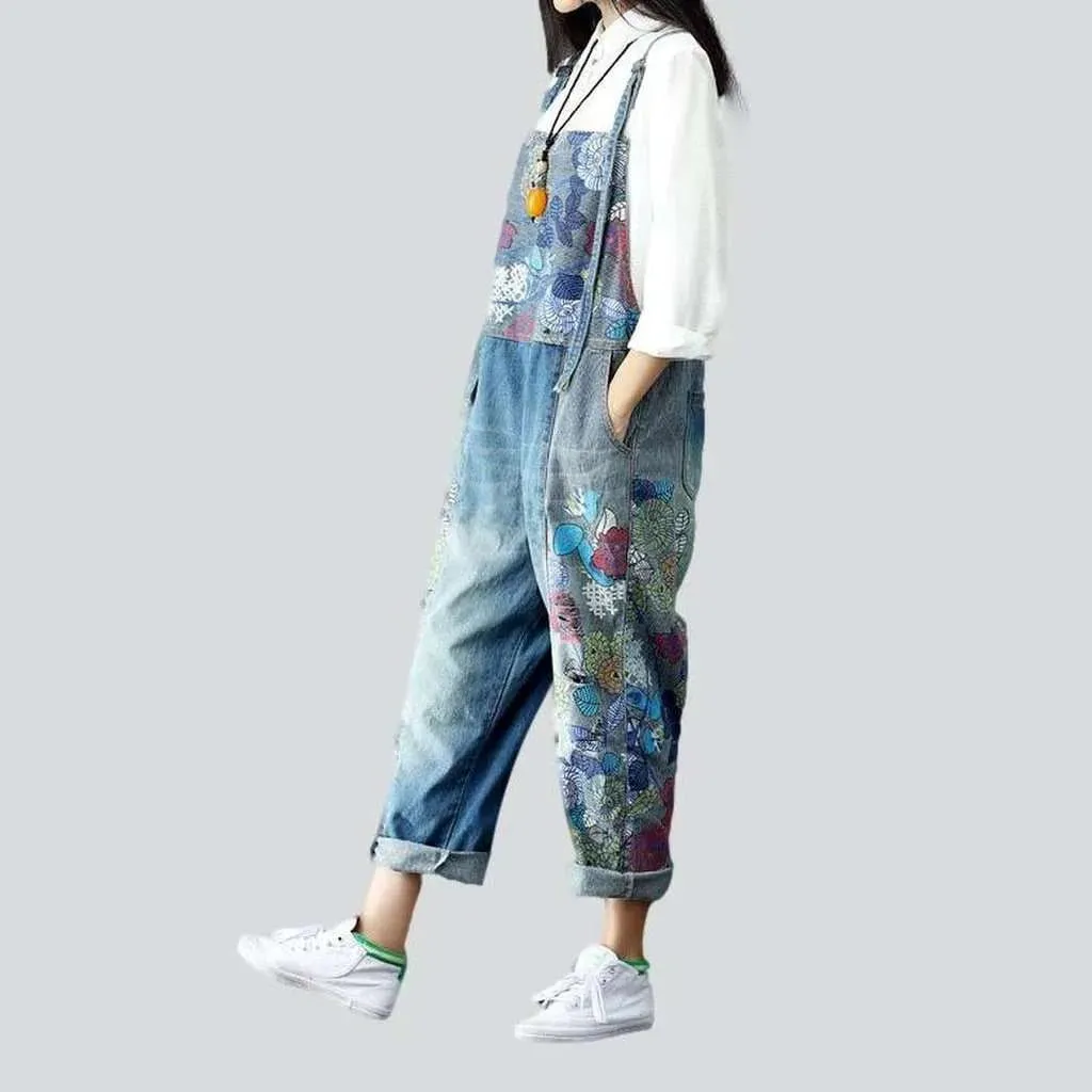 Painted jeans dungaree for ladies