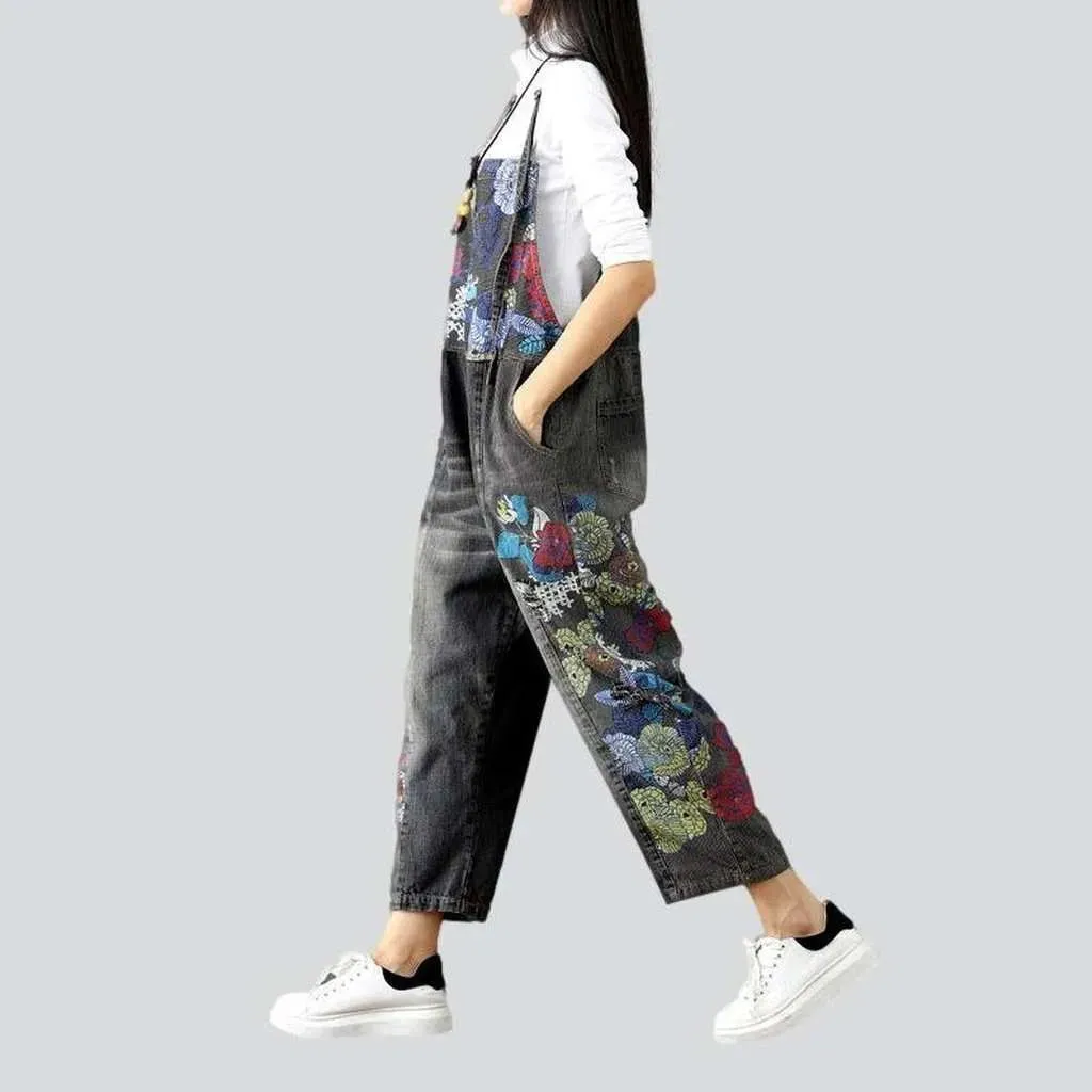 Painted jeans dungaree for ladies