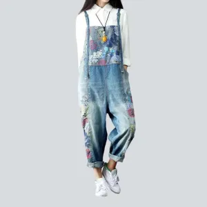 Painted jeans dungaree for ladies