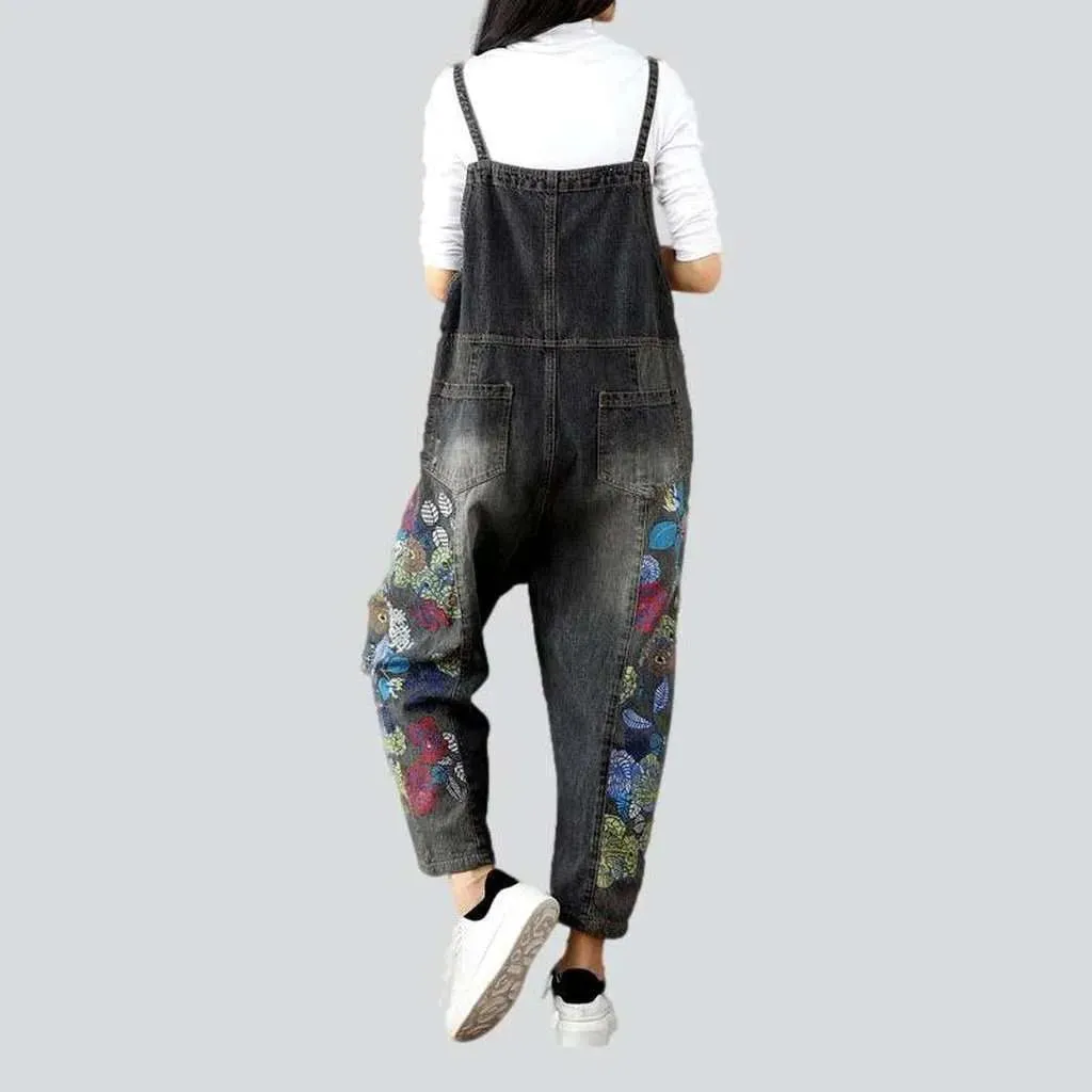 Painted jeans dungaree for ladies