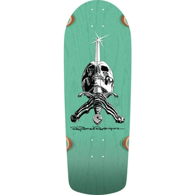 Powell Peralta 10" x 28.25" OG Snub Ray Rodriguez Skull & Sword Reissue Teal Stain Skateboard Deck