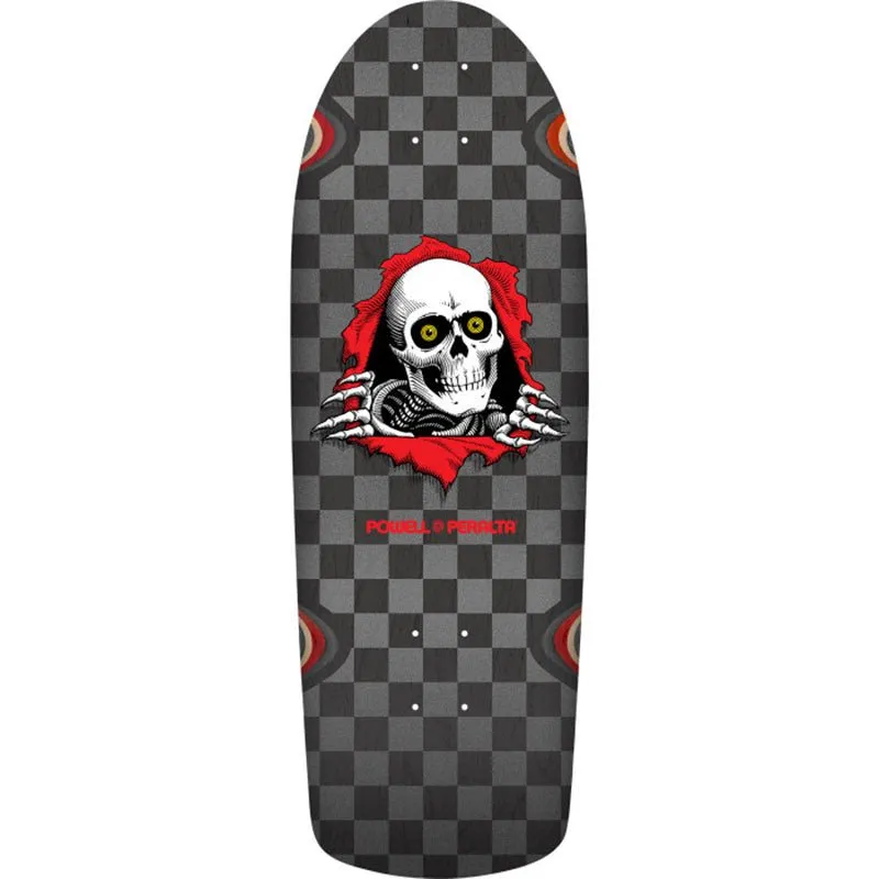 Powell Peralta 10" x 30" OG Ripper Checker Reissue Silver/Black Stain Skateboard Deck