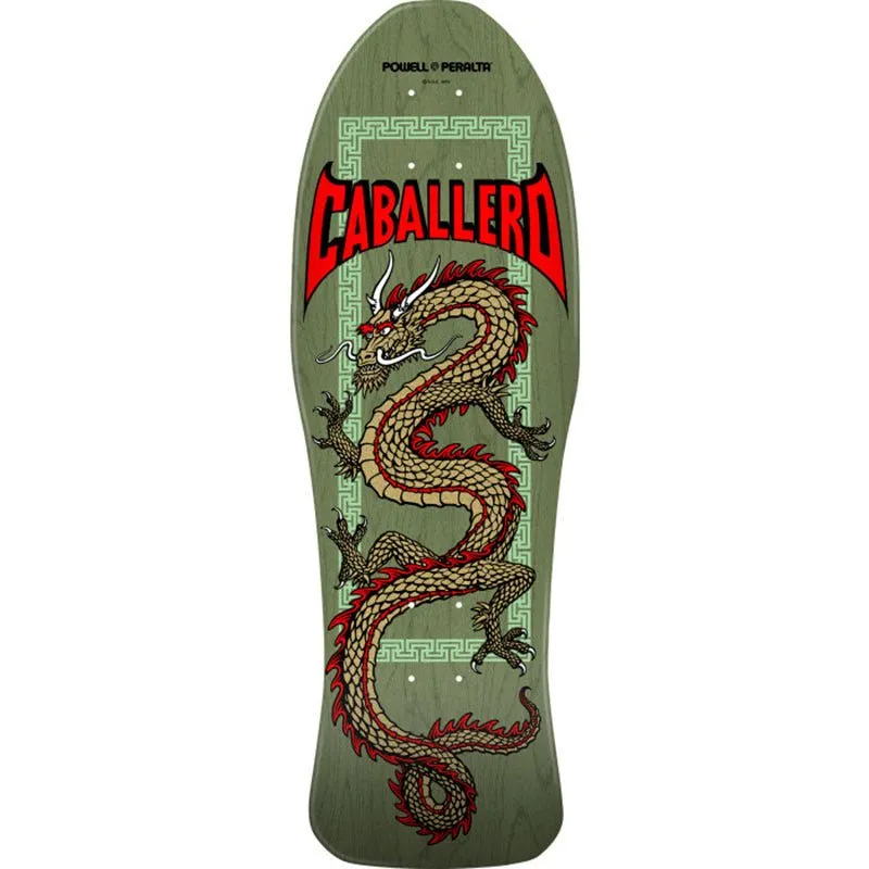 Powell Peralta 10" x 30" Steve Caballero Chinese Dragon Reissue Sage Green Skateboard Deck