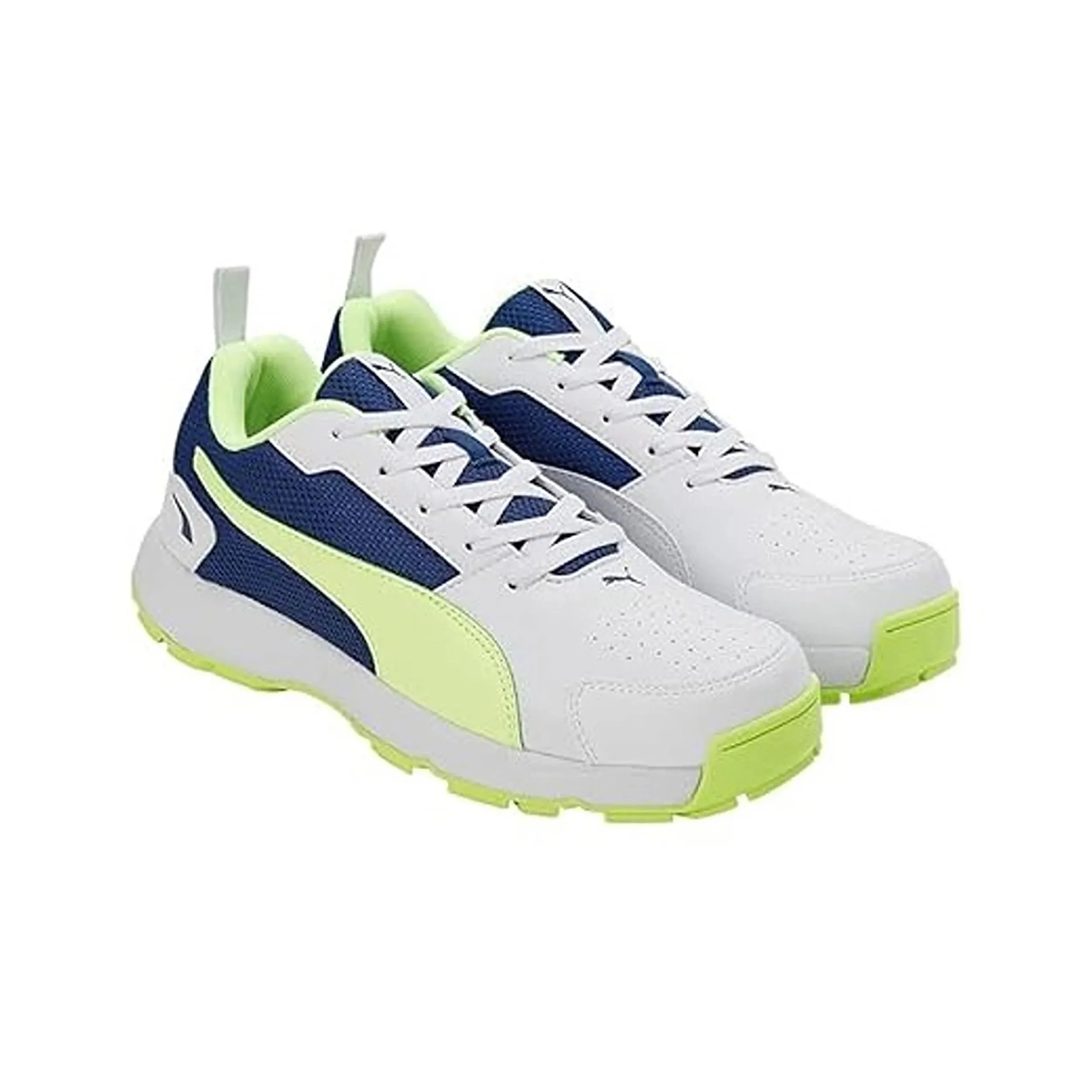 Puma Mens Cricket Highrun Cricket Shoe White-Blazing/Blue-Fast/Yellow - 10780603