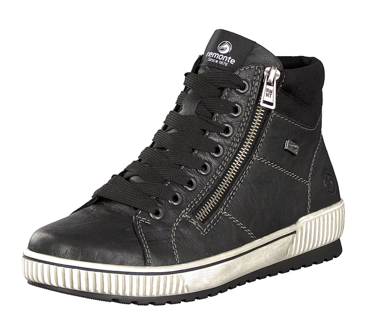 Remonte D0772-01 Ottawa Black Leather Tex High Top Trainer Boot