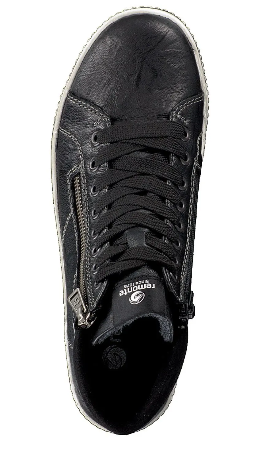 Remonte D0772-01 Ottawa Black Leather Tex High Top Trainer Boot