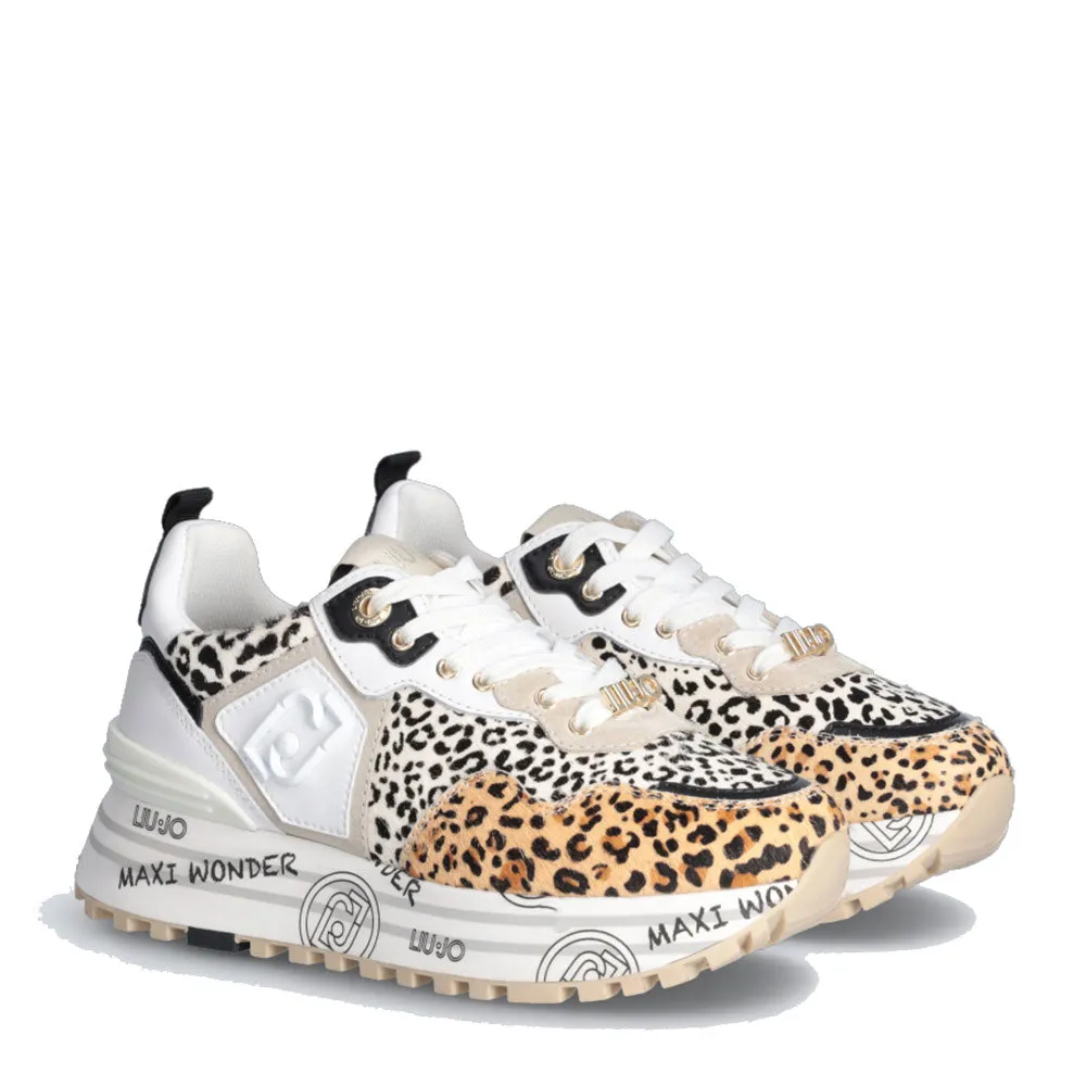 Scarpe Donna LIU JO Maxi Wonder 01 Sneakers Platform in Pelle effetto Pony Animalier