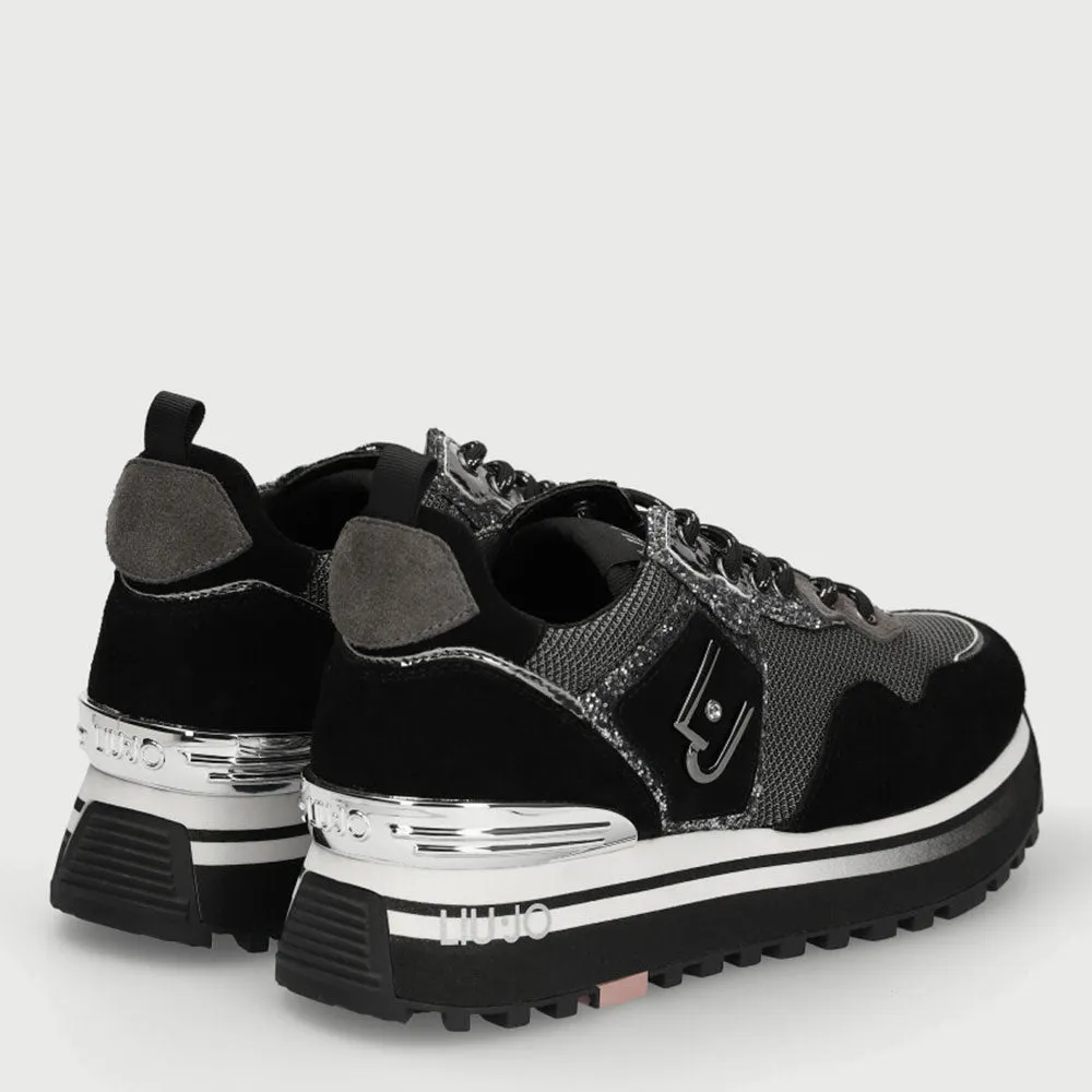 Scarpe Donna LIU JO Sneakers in Camoscio e Glitter Nero