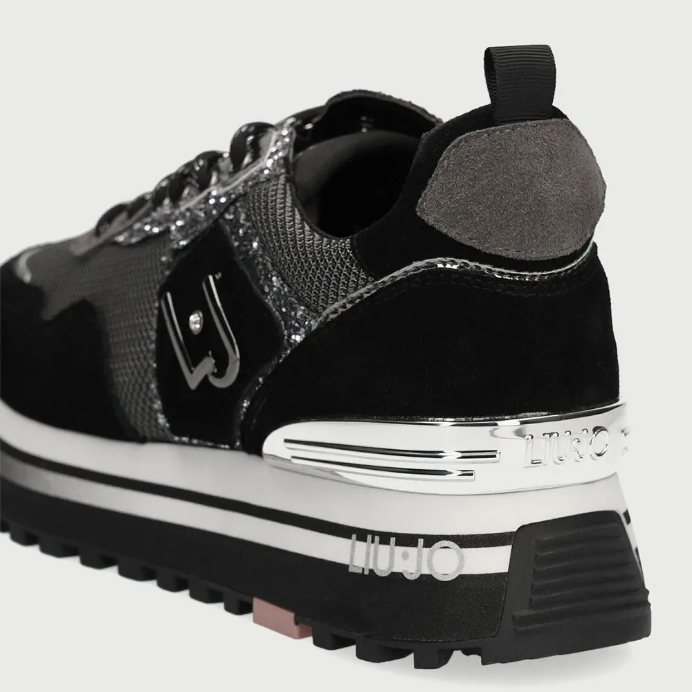 Scarpe Donna LIU JO Sneakers in Camoscio e Glitter Nero