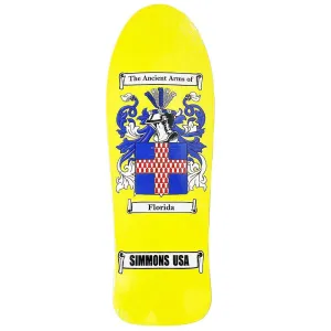 Simmons 10.25" x 30.2" Yellow Florida Shaped Skateboards Deck