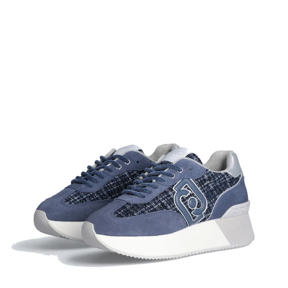 Sneakers Platform Donna LIU JO Dreamy 02 in Suede e Tweed Blu