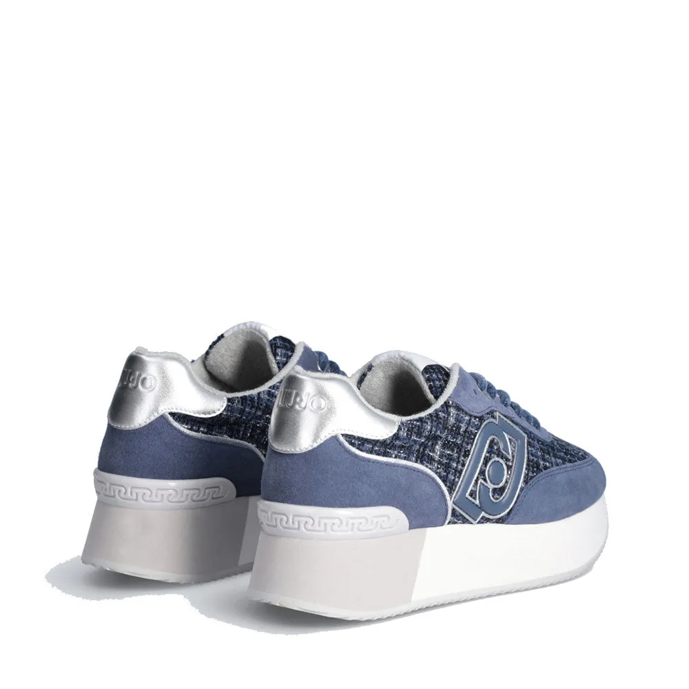 Sneakers Platform Donna LIU JO Dreamy 02 in Suede e Tweed Blu