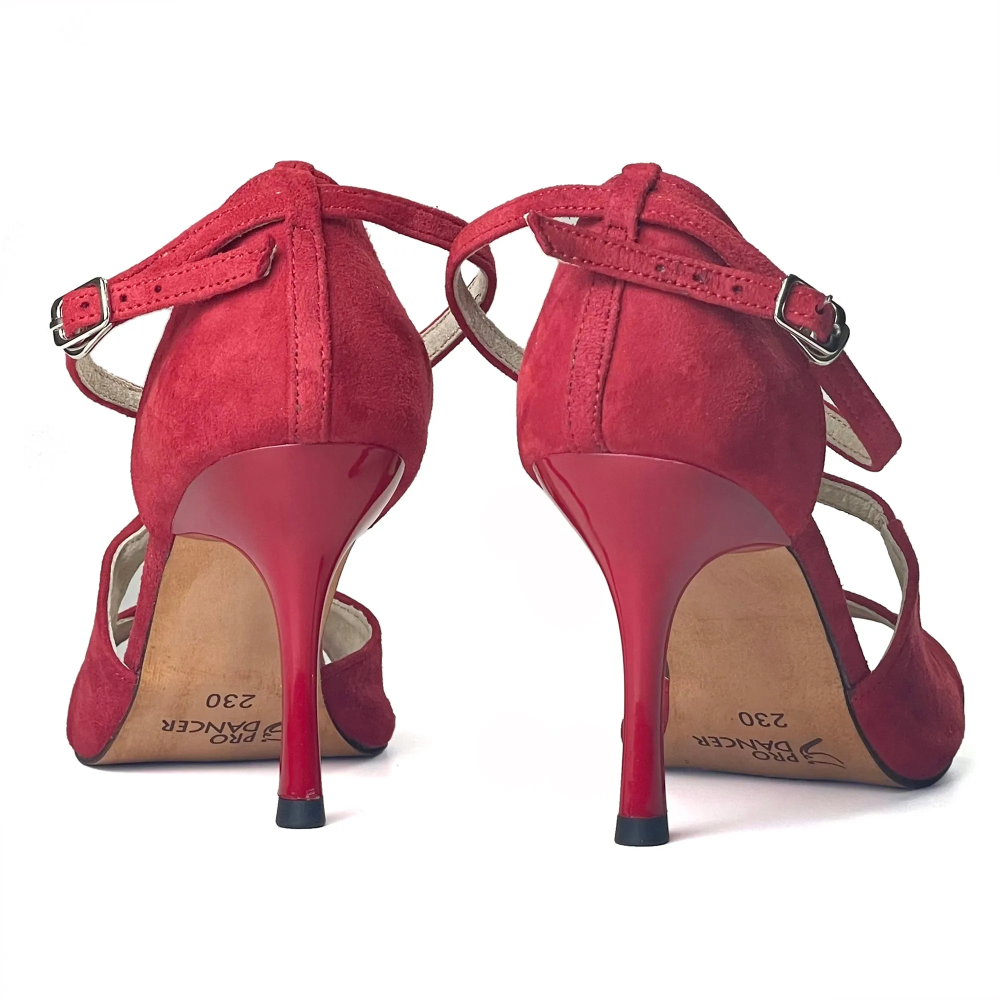 Tango Argentine Shoes High Heel Dance Sandals Leather Sole Red