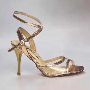 Tango Argentine Shoes High Heel Dance Sandals Leather Sole Rose Gold