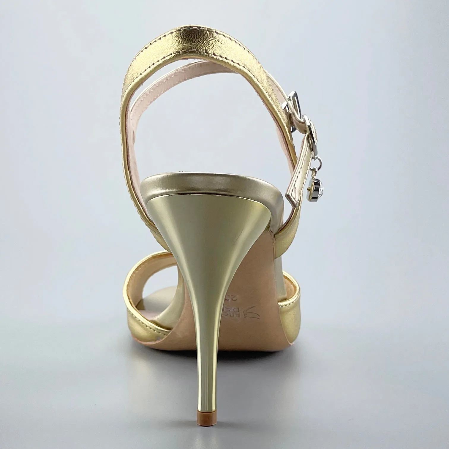 Tango Shoes - Gold Open-Toe High Heels, Hard Leather Sole