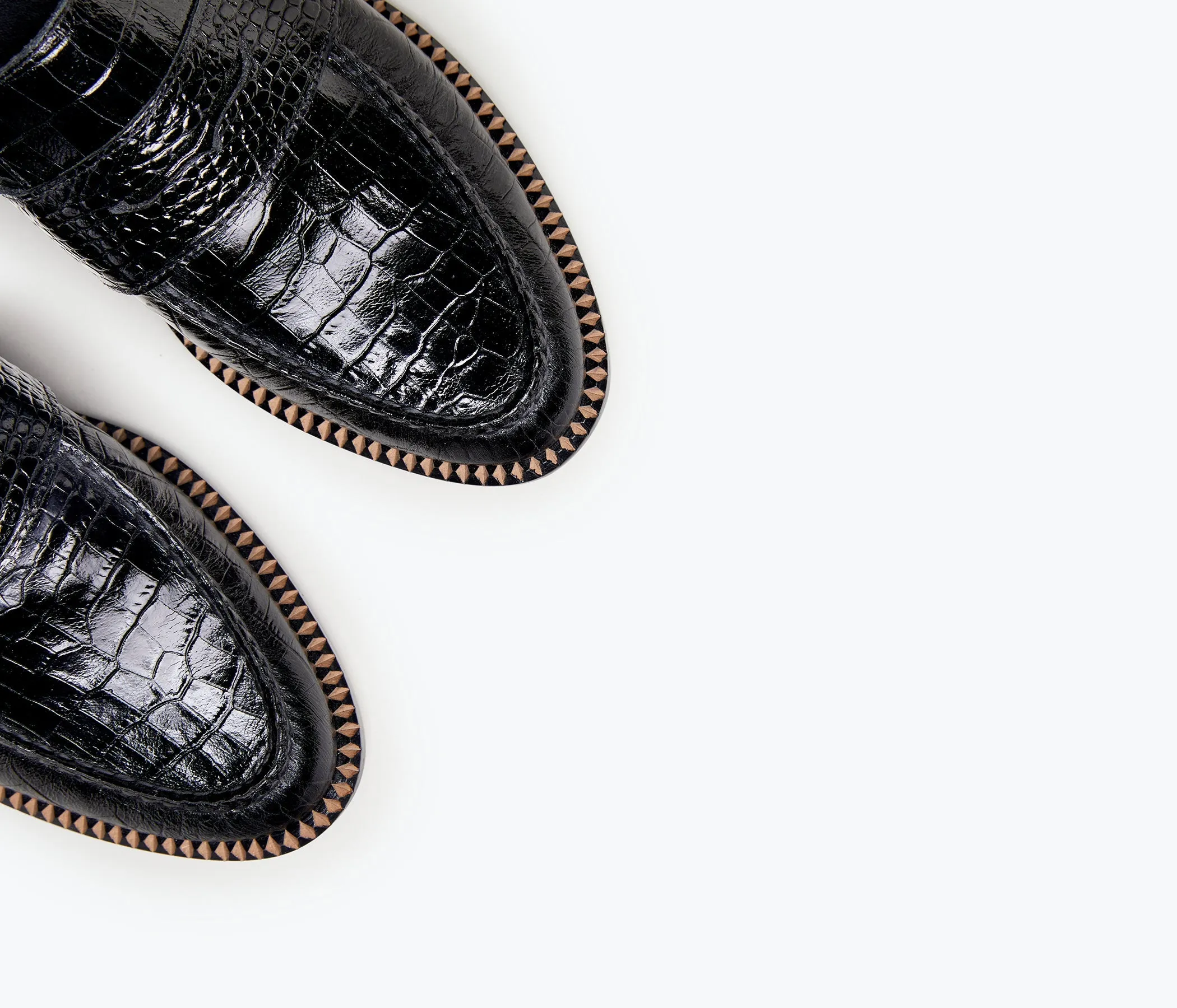 Tash D'Orsay Moccasin- Black Embossed Croc