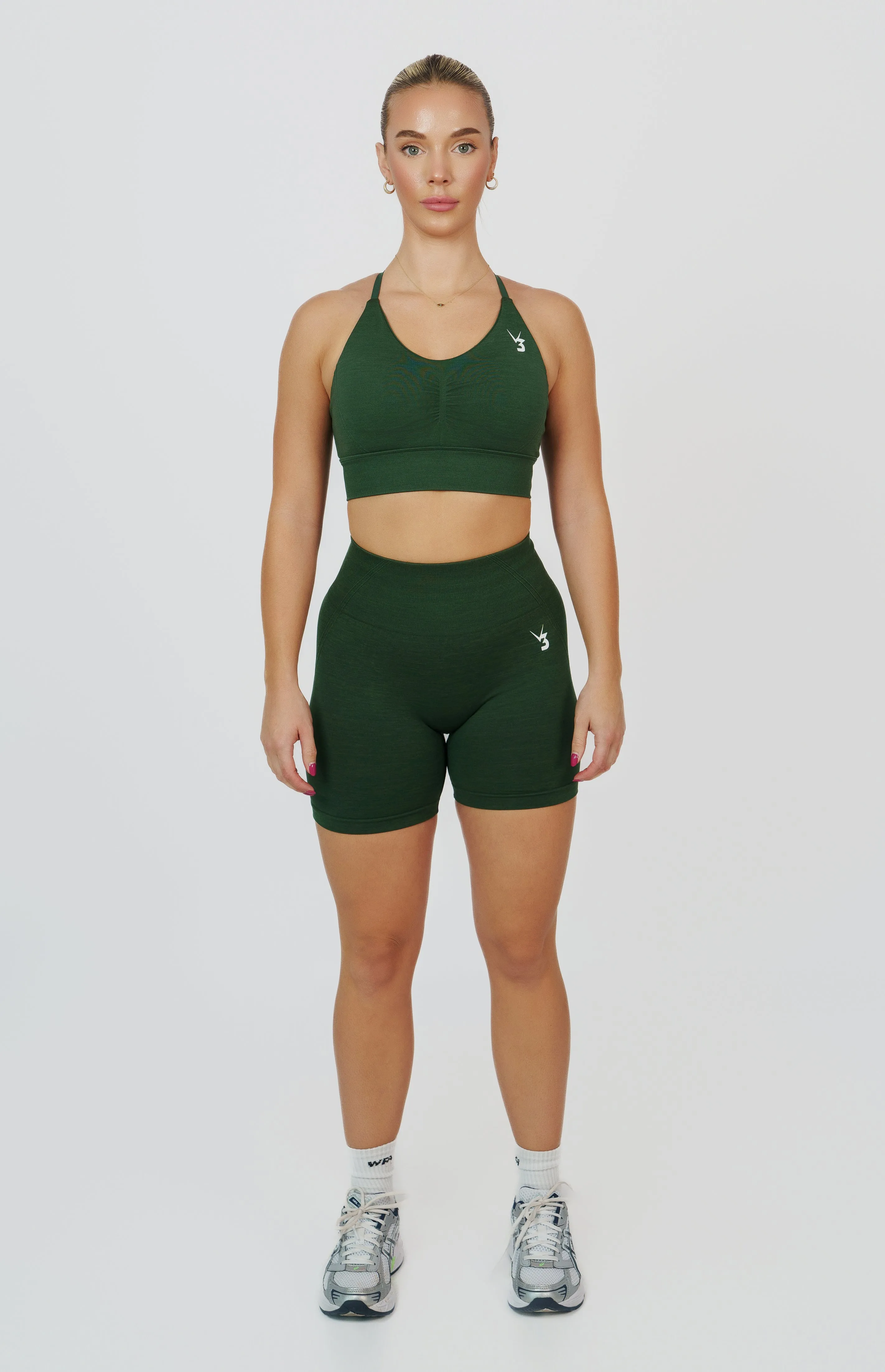 Tempo Seamless Scrunch Shorts & Multi-Way Sports Bra Set - Hunter Green