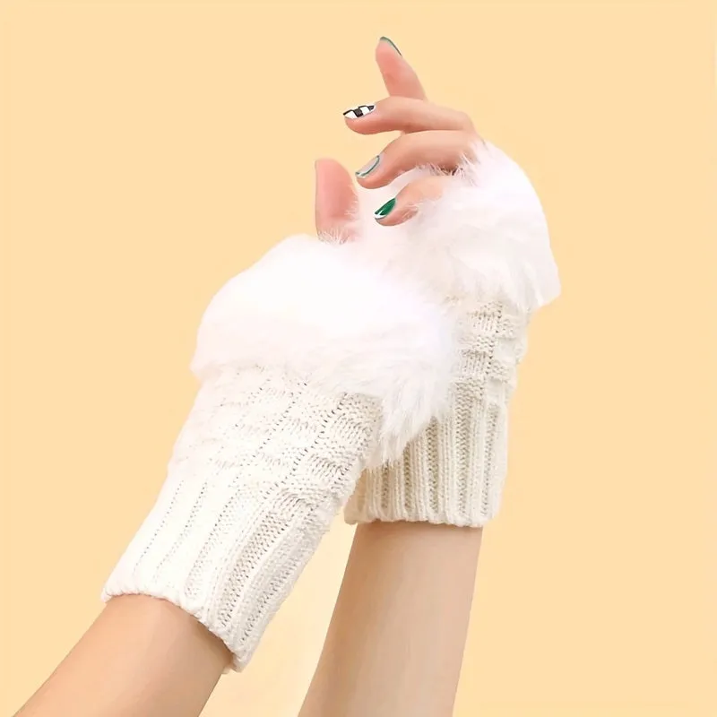 Thermal Touch Plush Gloves - Cold Weather Gloves with Short, Thick, Warm, Fingerless Design, Versatile Elastic Fit, and Coldproof Performance for Winter Outdoor Activities