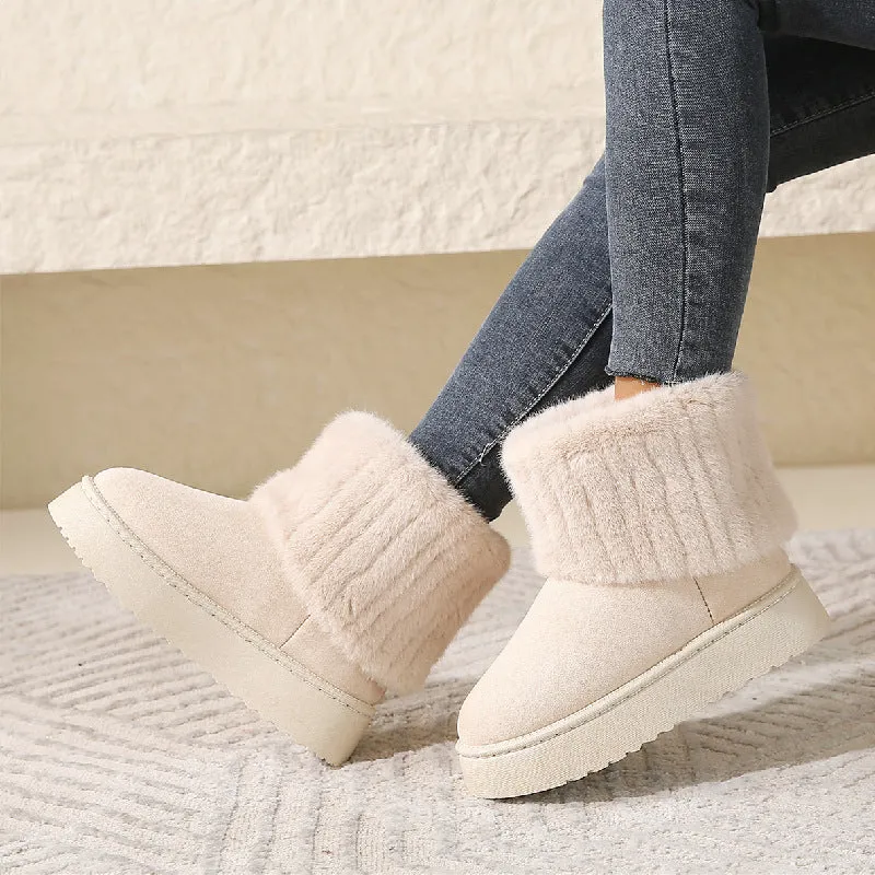 Thick Sole Furry Warm Winter Mid-Calf Cozy 2024 Outdoor Women’s Shoes