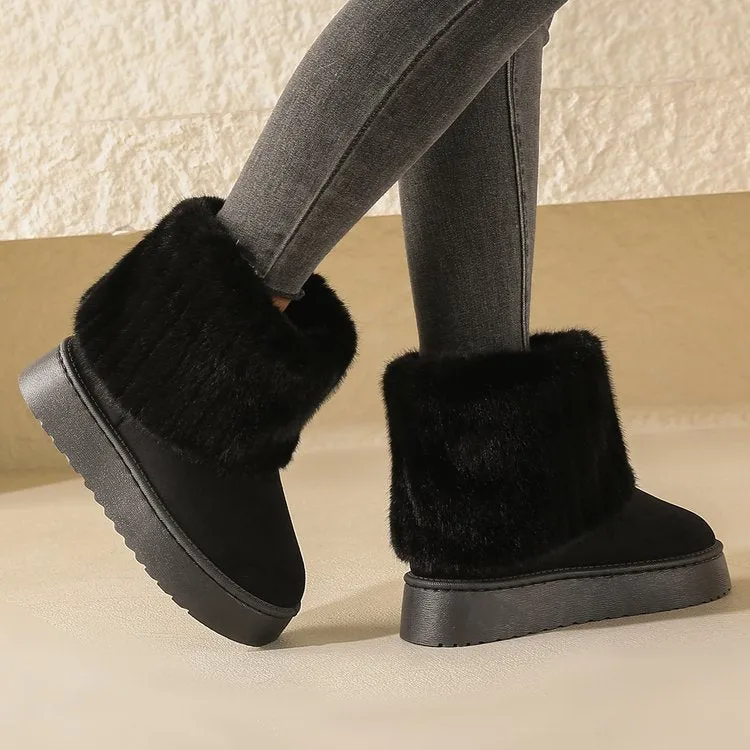 Thick Sole Furry Warm Winter Mid-Calf Cozy 2024 Outdoor Women’s Shoes